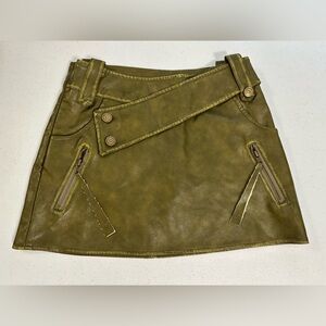 Fashion Nova Khaki Leather Micro Mini Skirt
